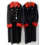 A lot comprising two military parade dress greatcoats, each labelled Hawkes & Co, London, one