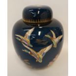 A Carlton Ware Bleu Royale Mallard pattern ginger jar and cover, 22cm high Condition Report: