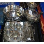 A tray lot of EP - coffee pot, egg epergne etc Condition Report: Available upon request