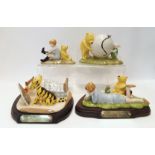 Royal Doulton Winnie the Pooh Collection 'Pooh's Blue Balloon' money box, 16cm wide and three figure