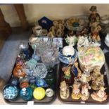Various glass paperweights, glass ornaments, Leonardo Collection Fairies, Italian figures and