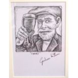 GRAHAM MCKEAN Cheers, signed, pencil, drawing, 17 x 12cm Condition Report: Available upon request
