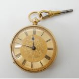 An 18ct gold open face pocket watch, made by W. Andrews of Coventry diameter approx 4.1cm, weight