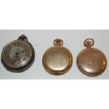 A silver cased pocket watch, two rolled gold pocket watch, military buttons etc Condition Report: