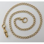 An 18ct gold fob chain, length 39.5cm, weight 14.4gms Condition Report: Available upon request