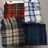 Three tartan wool blankets and shawl Condition Report: Available upon request