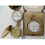 A gold plated pocket watch by Thomas Russet Liverpool, (boxed), a continental gold plated pocket