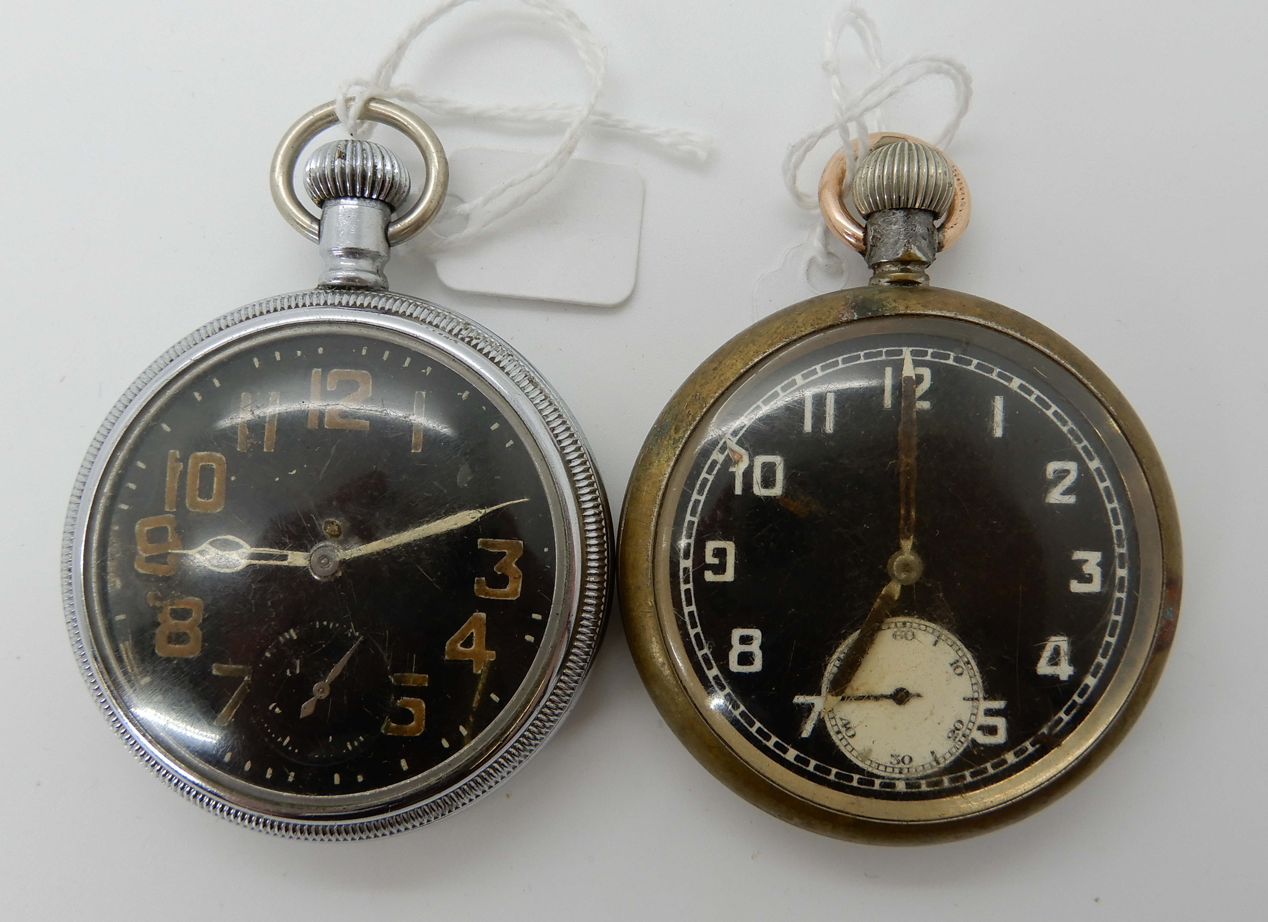 A Waltham military pocket watch with stainless steel case, arrow mark and number 12975 to the