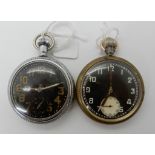 A Waltham military pocket watch with stainless steel case, arrow mark and number 12975 to the
