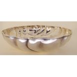 A continental silver bowl marked 800, of circular form with spiral fluting, 22cm diameter, 307gms