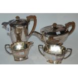 An Art Deco silver plated four piece tea service Condition Report: