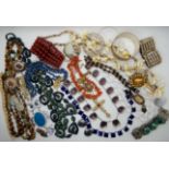 A collection of vintage costume jewellery to include, a Jorgen Jensen pewter purple gem set