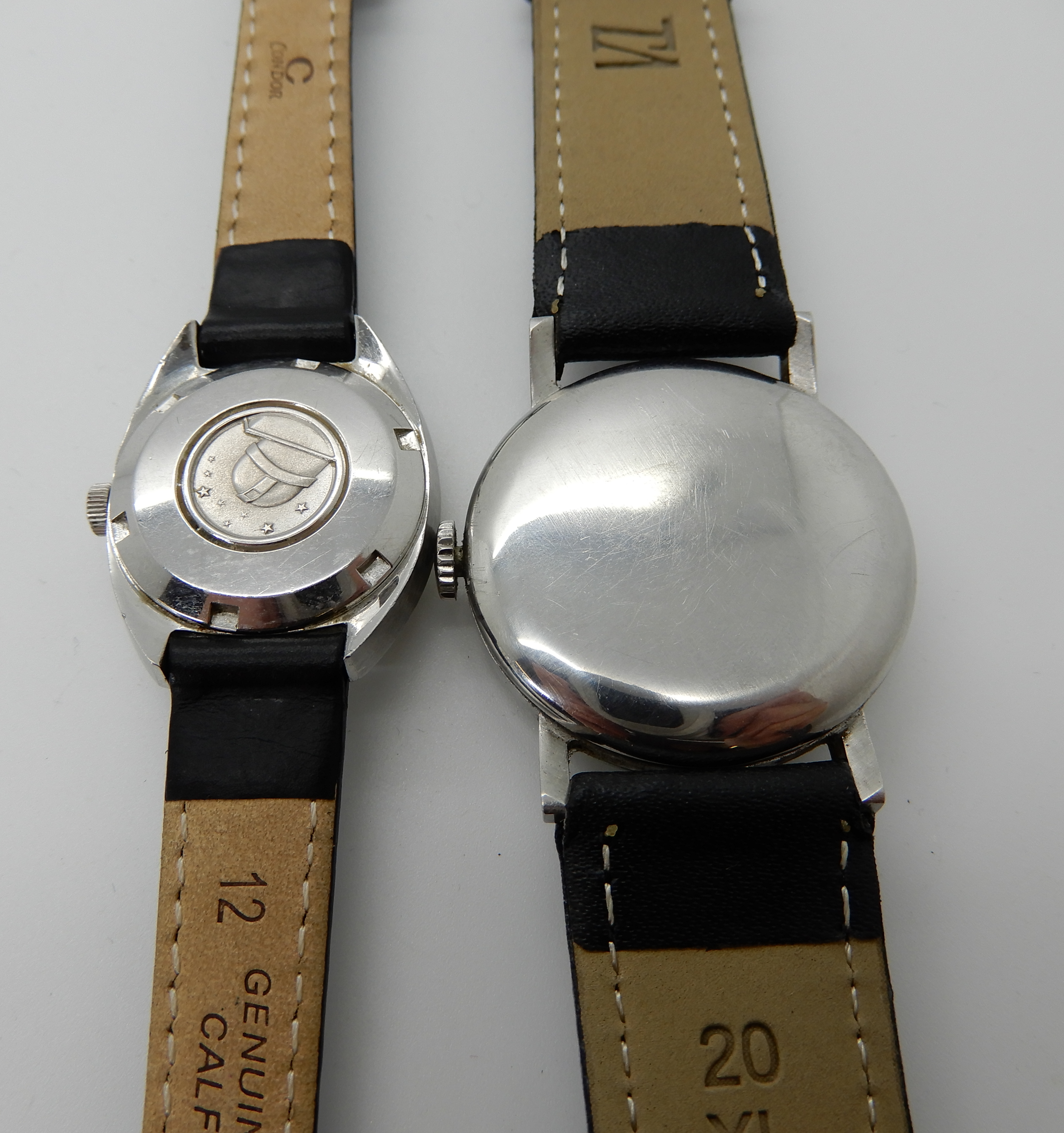 A gents stainless steel Omega wristwatch with new calf grain strap, diameter of case 3.2cm, and a - Image 2 of 3