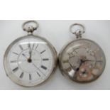 A silver pocket watch dated London 1930, together with a further silver pocket watch a Centre