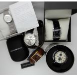 A Danish Skagen watch and four other fashion watches to include, Emporio Armani, Karen Millen etc