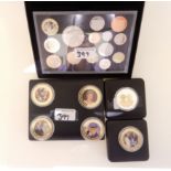 A lot comprising a cased proof set GB coins William and Catherine's wedding, a cased set of four