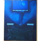 JIM MCCHESNEY Blue abstract, 150cm x 120cm Condition Report: Available upon request