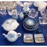 A collection of Bing & Grondhal porcelain to include teapot, tureen and cover, year plates, vases