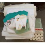 A box of assorted linen including tablecloths etc Condition Report: Available upon request