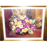 ETHEL WALKER Mixed flowers in a vase, signed, oil on board, 30 x 38cm Condition Report: Available