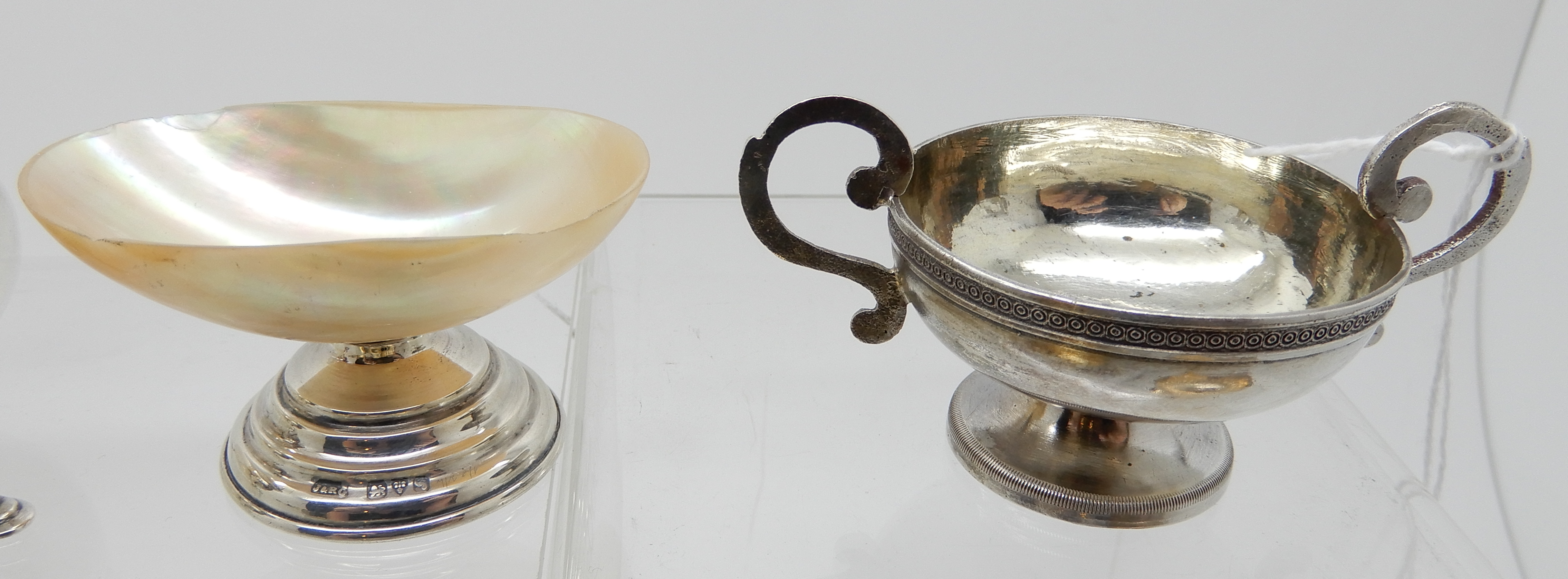 A lot comprising a pair of silver salts, Birmingham 1926, five other silver salts, four white - Image 6 of 7