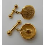 A pair of 18ct gold granulation design round cufflinks, weight 9.6gms Condition Report: Available