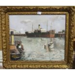C SUMMERS Port scene, signed, oil on board, dated, 1934, 30 x 37cm Condition Report: Available