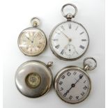 A silver cased open face pocket watch signed R. Wright & Co Coventry, a smaller silver pocket