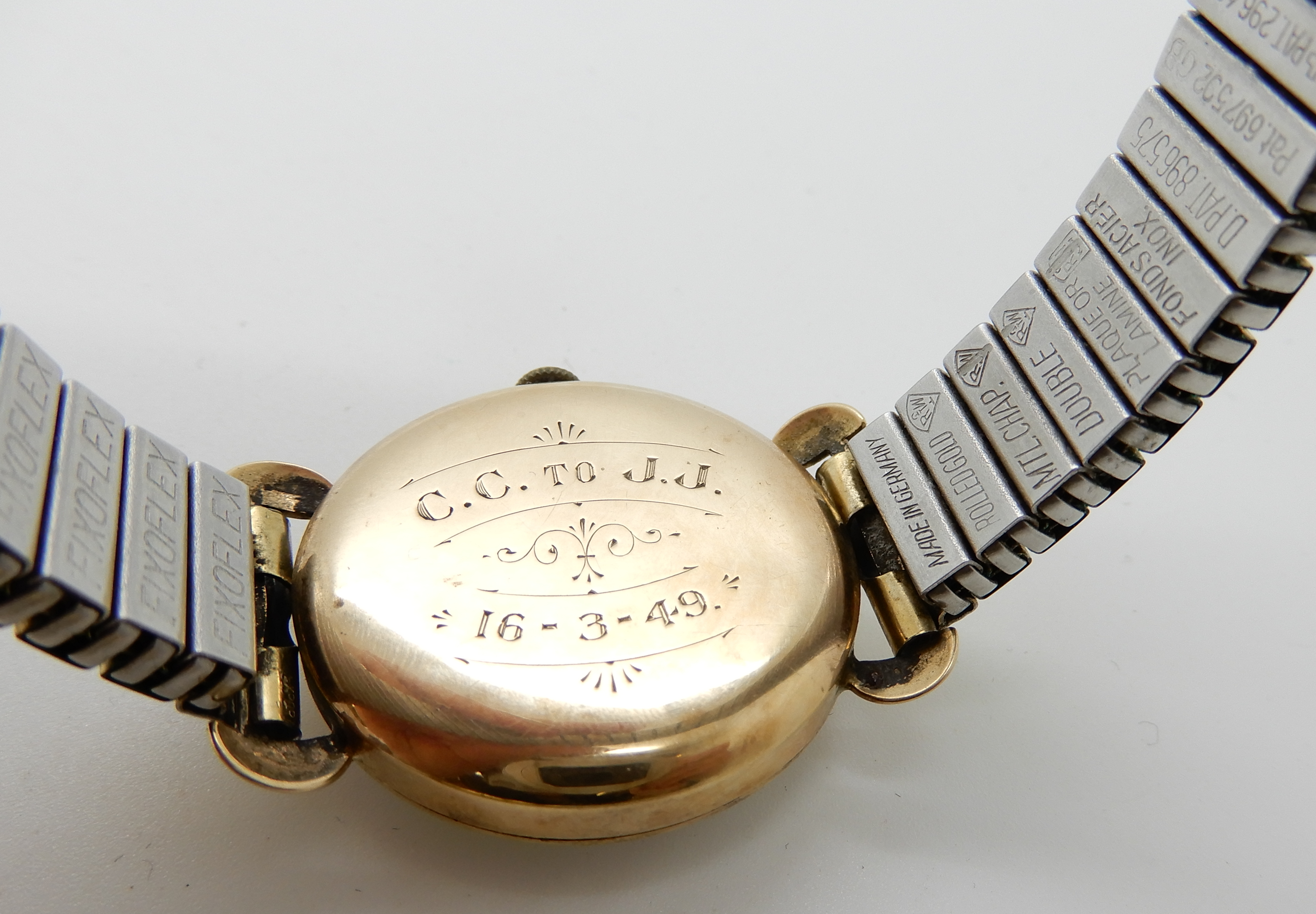 A 9ct gold gents vintage watch with gold plated strap together with a ladies Bifora watch with 9ct - Image 2 of 2