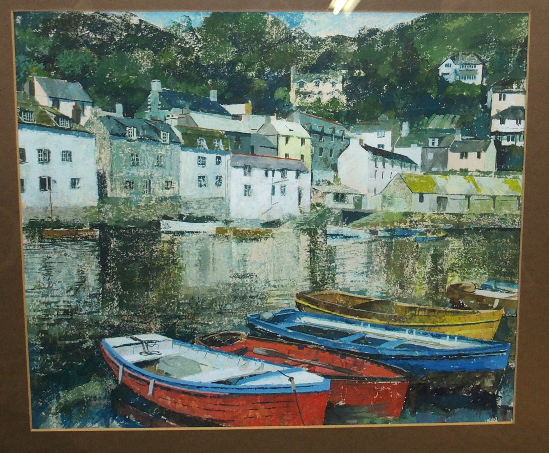 GEORGE HENRY The Mirror, signed print, 56cm x 35cm, D.W. Campbell - Polperro Harbour and three other - Image 5 of 5