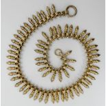 A gilded white metal Victorian fringe necklace, length 41.5cm, weight 30.7gms Condition Report: