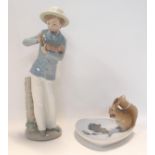 A Royal Copenhagen squirrel dish and Nao figure of as boy with a puppy Condition Report: Available