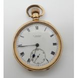 A gold plated open face pocket watch the dial signed W. Whitham Bingley Condition Report: Not