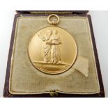A 9ct gold medallion for The Leeds Art theatre, 1926, weight 13.6gms Condition Report: Available