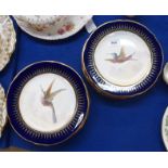A Victorian dessert set, each painted with a hummingbird comprising thirteen plates Condition