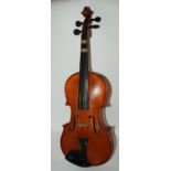 A two-piece back violin, 35cm with two bows in case Condition Report: Available upon request