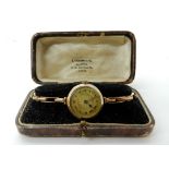 A 9ct gold ladies vintage watch, weight including mechanism 17.3gms Condition Report: Available upon