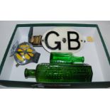 Two AA car mascots, green glass bottles etc Condition Report: Available upon request