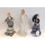 Two Royal Doulton figures, La Loge and Les Parapluies inspired by Renoir paintings and a Leonardo
