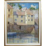 FRANK ADCROFT Coastal village, signed, oil on board, 52 x 40cm Condition Report: Available upon