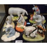 Eight Royal Doulton Eeyore figurines including Nose to the Ground, Oh Dear Bathtime's Here,