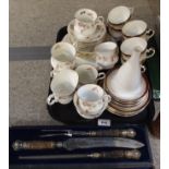 Queen's Rosamund teaset, other teawares, stone pigs, alabaster vase etc Condition Report: