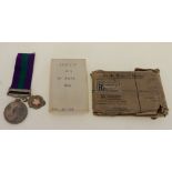 A General Service medal with S. E. Asia 1945-46 clasp to 226817 A.C.2 W Duff, RAF with a Partick