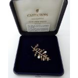 A Cairncross of Perth, 9ct gold Scottish River pearl brooch, 4.5cm x 2cm, weight 5gms Pearls sold