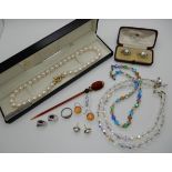 A pair of 9ct gold mabe pearl earrings, earrings by Ti Sento and other items Condition Report: Not