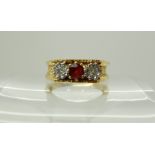 An 18ct retro ruby and diamond ring, size O1/2, weight 5.1gms Condition Report: Available upon