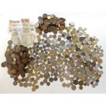 A quantity of pre-decimal British coins, mainly copper, with a quantity of foreign coins and