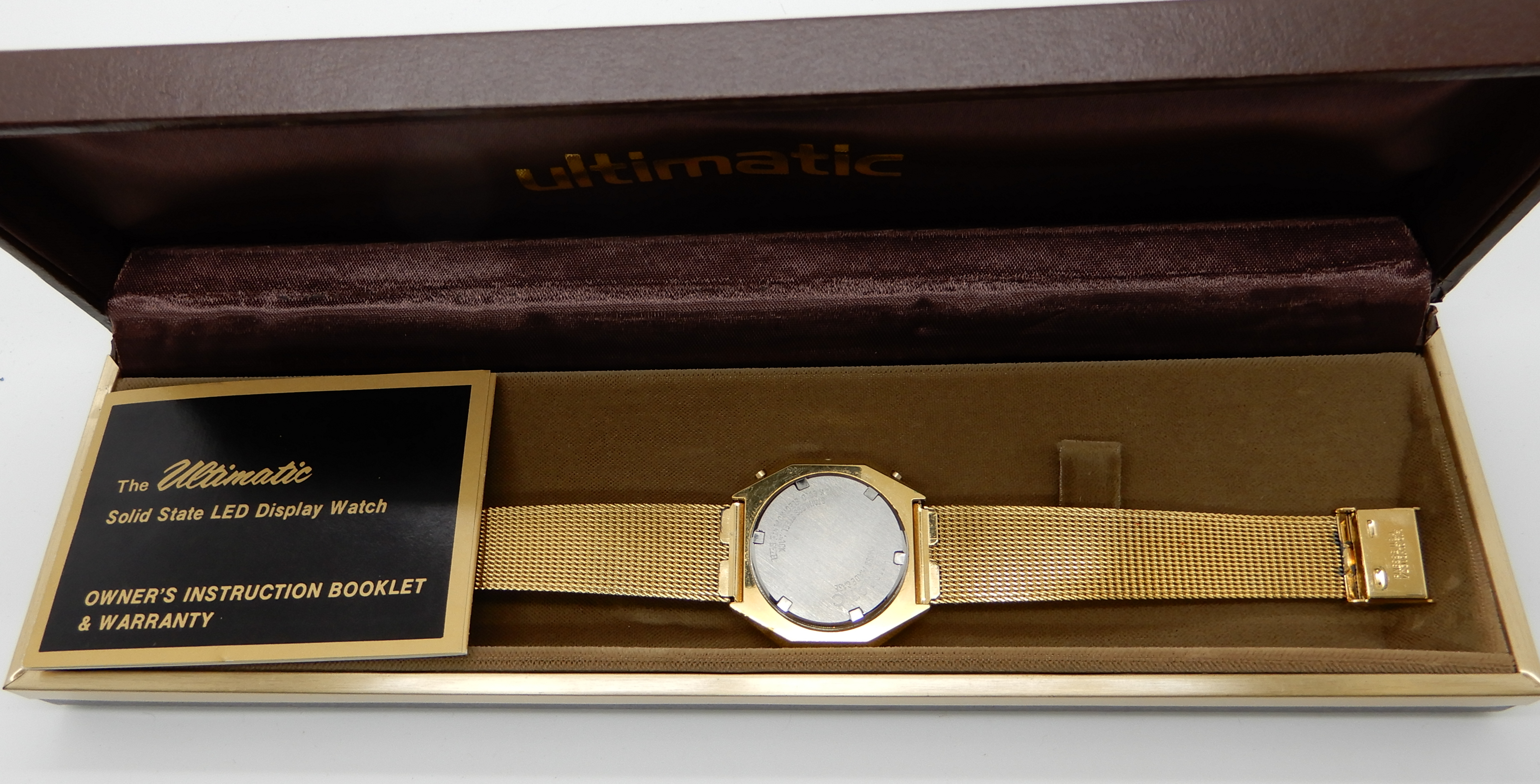 A gents retro gold plated Ultimatic, Solid State LED display watch, with original box Condition - Image 2 of 2