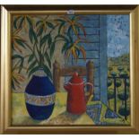 CAS Still life with coffee pot and vase, oil on canvas, 66 x 70cm and another (2) Condition