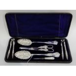 A cased six piece silver plated fruit and nut cutlery set Condition Report: Available upon request
